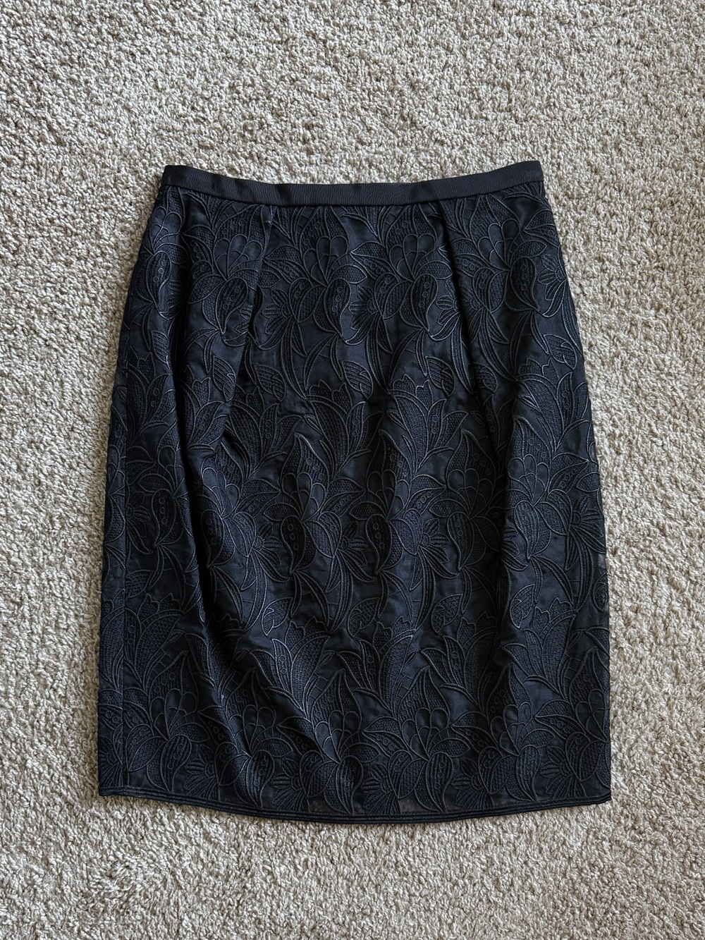 Stella McCartney Silk Black Floral Lace Pencil Skirt
